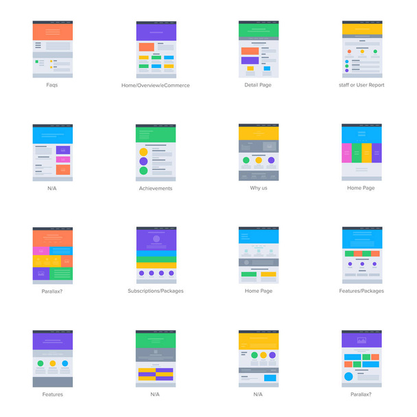 Website Wireframe Flat Icons Pack  - Vecteur, image