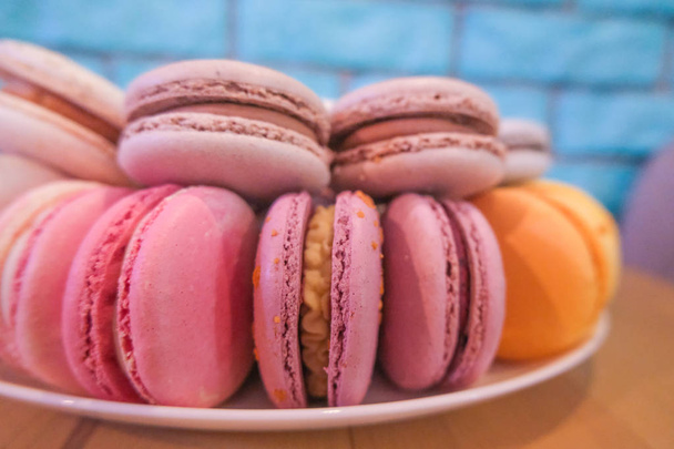 Macaroons on the table, colourful delicious bakery. - Photo, Image