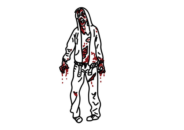 ilustración vectorial dibujado a mano de zombi en blanco
 - Vector, Imagen