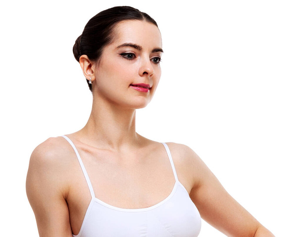 Wellness a beauty koncept, krásná štíhlá žena v bílém prádle - Fotografie, Obrázek