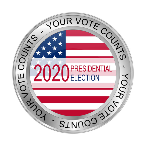 2020 Presidential Election - Your Vote counts Button - 3D illustration - Photo, Image