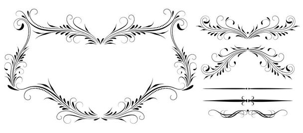 Set décor symétrique vintage, cadre et diviseur décoratif pour carte de vœux, carte postale d'invitation ou texte de félicitations
 - Vecteur, image