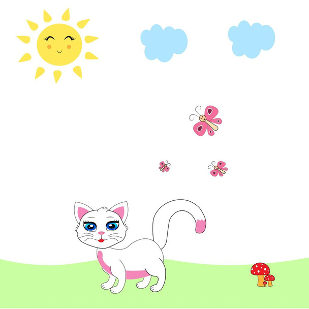 lindo gato ilustración cartel guardería decoración
 - Foto, Imagen