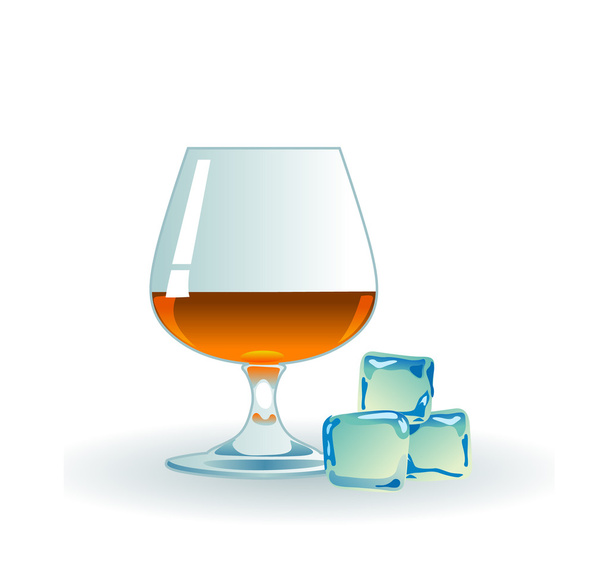 ウイスキーと氷のグラス. - ベクター画像