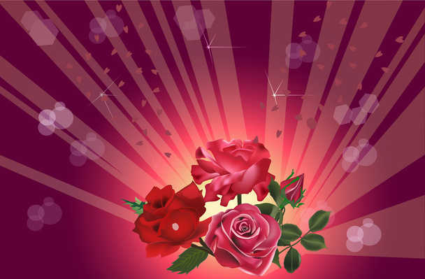 Dark rose flowers on red background - Vector, Image