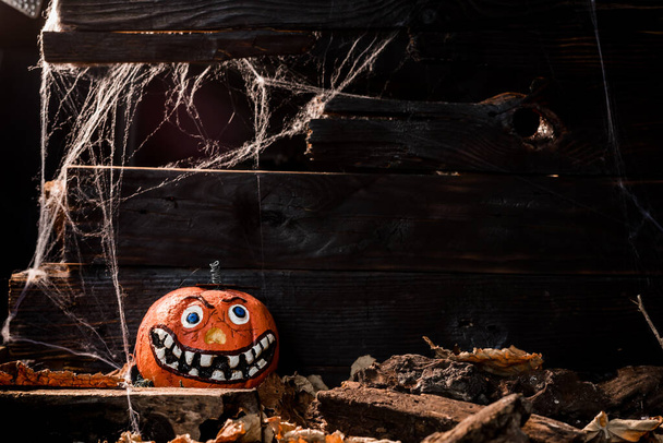 Joyeux Halloween concept. Trick or treat en automne. Symbole effrayant et sombre la nuit
. - Photo, image