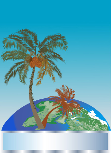 összetétele, pálmafákkal és globe - Vektor, kép