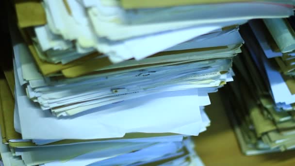 Documents and stack of documents in the archive. Close up. - Materiaali, video