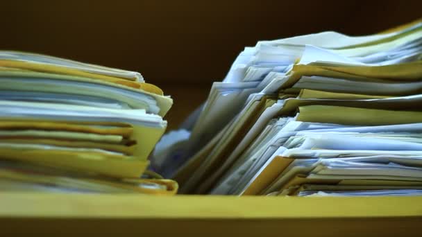 Archived old files close up. Old documents. Paper. Not solved or solved cases and items. - Footage, Video