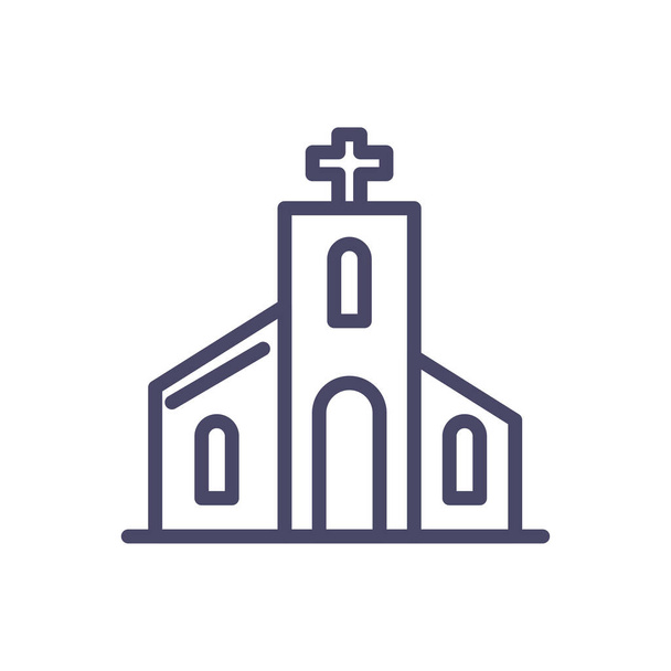iglesia católica, icono de estilo de línea
 - Vector, Imagen