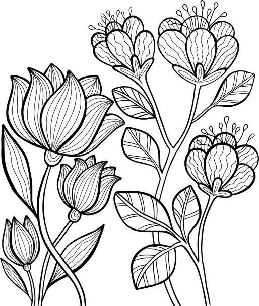 flores para colorear libro gráfico naturaleza ilustración dibujo arte carrera vector niños página
 - Vector, Imagen