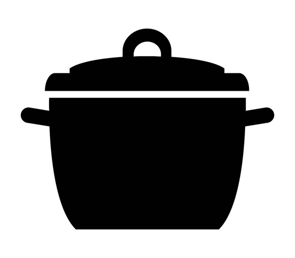 Μαγειρική κατσαρόλα επίπεδη εικονίδιο σε λευκό φόντο, διανυσματική απεικόνιση  - Διάνυσμα, εικόνα
