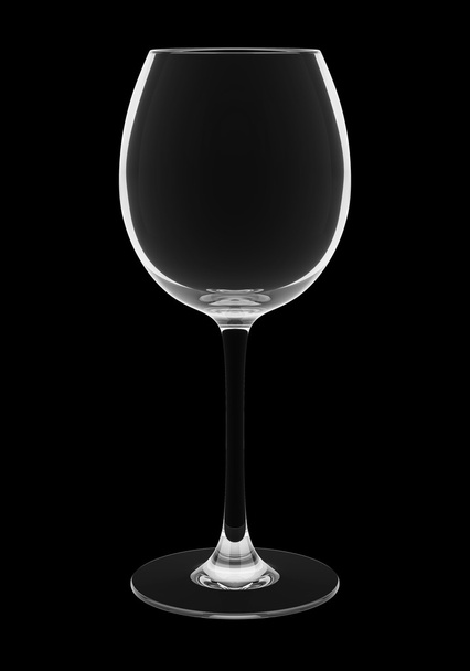黒の背景に隔離された空のワイングラス - 写真・画像