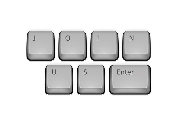 Phrase Join Us on keyboard and enter key. Иллюстрация векторной концепции
 - Вектор,изображение