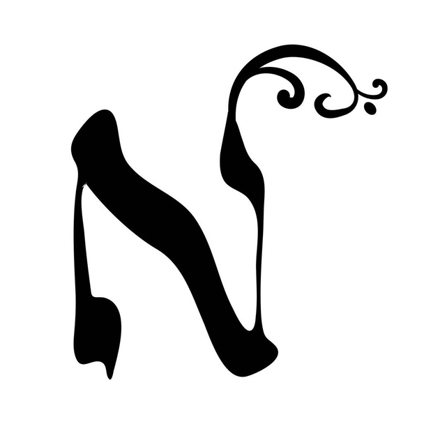 Καλλιγραφικά εβραϊκό αλφάβητο με κορώνες. Διακοσμητική γραμματοσειρά. Γράμματα στο χέρι κλήρωση. Εικονογράφηση διάνυσμα σε απομονωμένες φόντο - Διάνυσμα, εικόνα