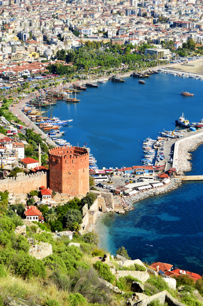 View of Alanya harbor form Alanya peninsula. Turkish Riviera - Photo, Image