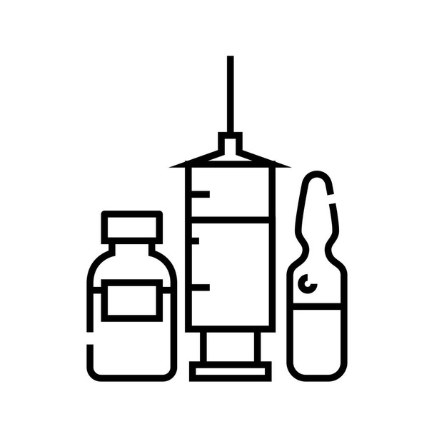 Injection medicines line icon, concept sign, outline vector illustration, linear symbol. - Vektor, Bild