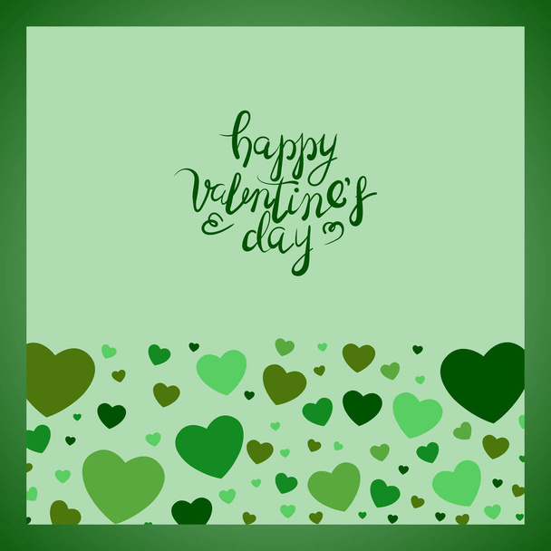 Background to the Valentine's day. Happy Valentine's Day. Green background.Vector illustration - Vector, imagen