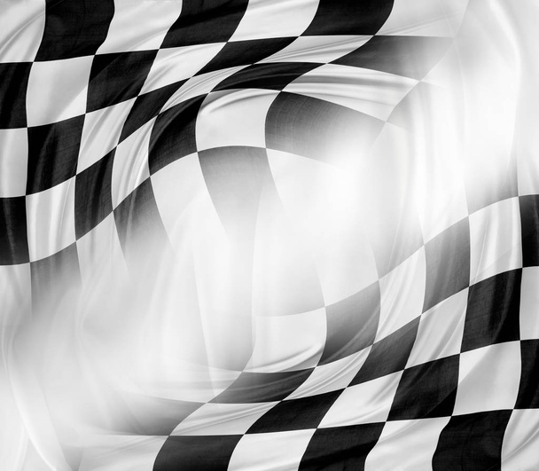 Kockás fekete-fehér versenyzői zászló - Fotó, kép