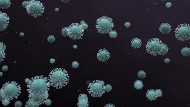 Coronavirus im Körper. Meer bildet Farbe. 3D-Darstellung. Schleife - Filmmaterial, Video