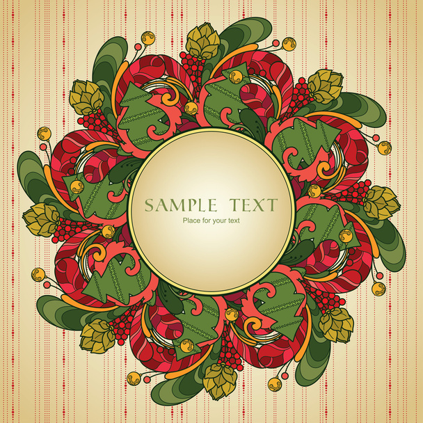 Christmas background with ornamental frame - Vector, Imagen