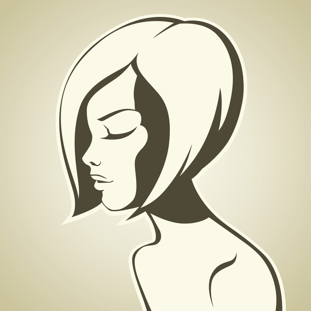 Graphic girl with bob haircut - Vecteur, image