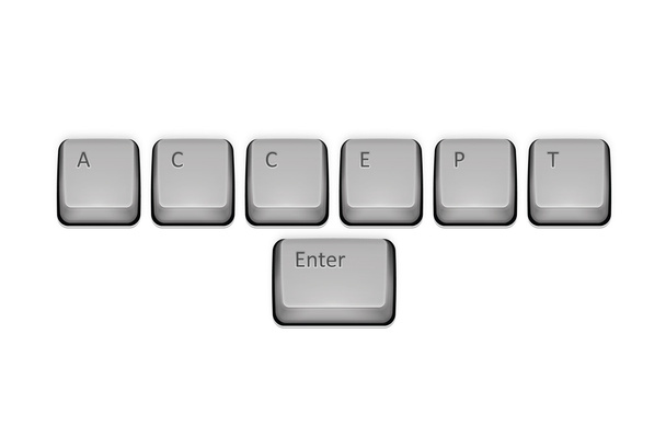 Wortakzeptanz auf der Tastatur und Eingabetaste. Vektorkonzept illustriert - Vektor, Bild