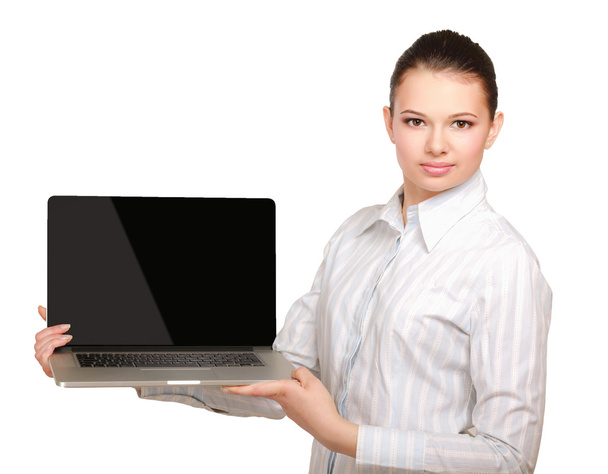 όμορφη γυναίκα με φορητό υπολογιστή - Φωτογραφία, εικόνα