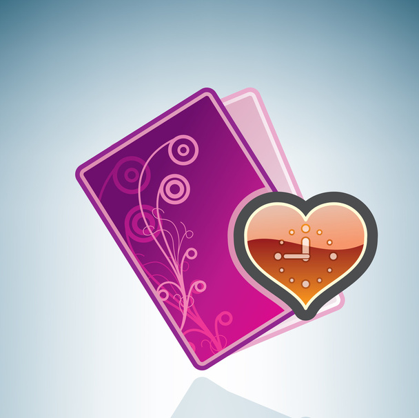 Valentine/Love Card & Heart Clock - Vector, Image