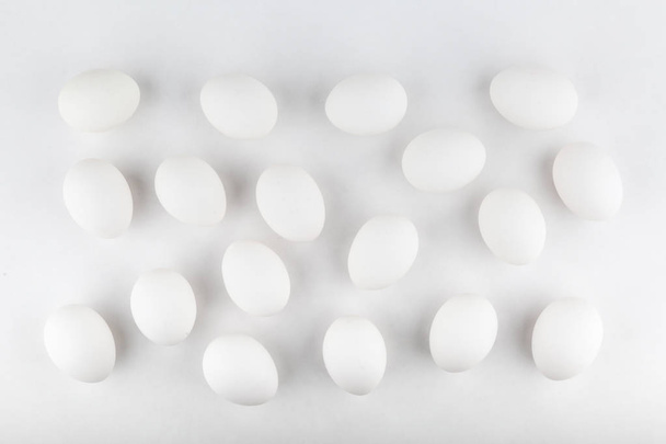 pattern of chicken eggs on white background - Фото, изображение
