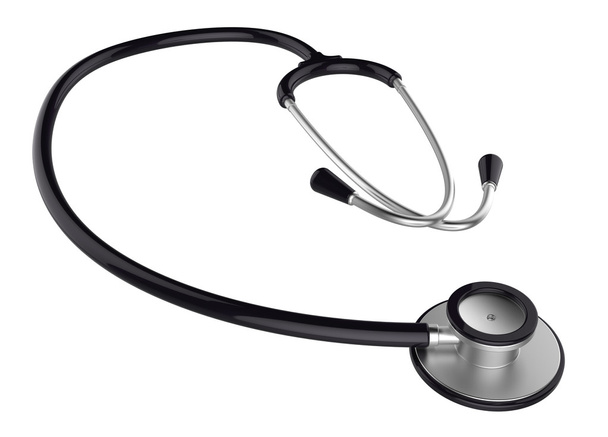 schwarzes Stethoskop auf weißem Hintergrund - Foto, Bild
