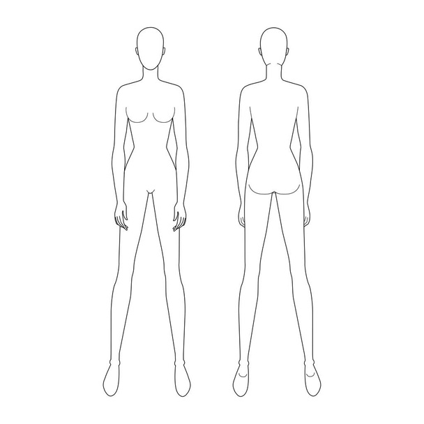 Fashion template of standing women.  - Vettoriali, immagini
