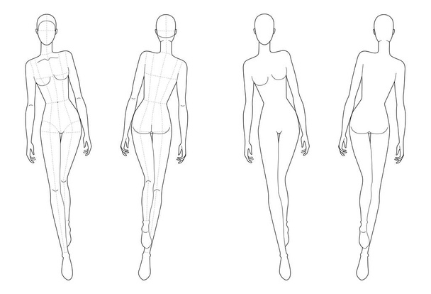 Fashion template of walking women.  - Вектор,изображение