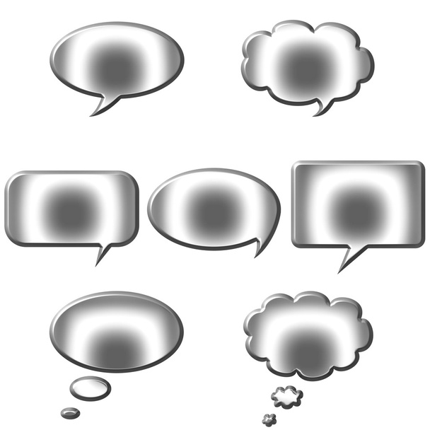 3D Silver Speech and Thought Bubbles - Photo, Image