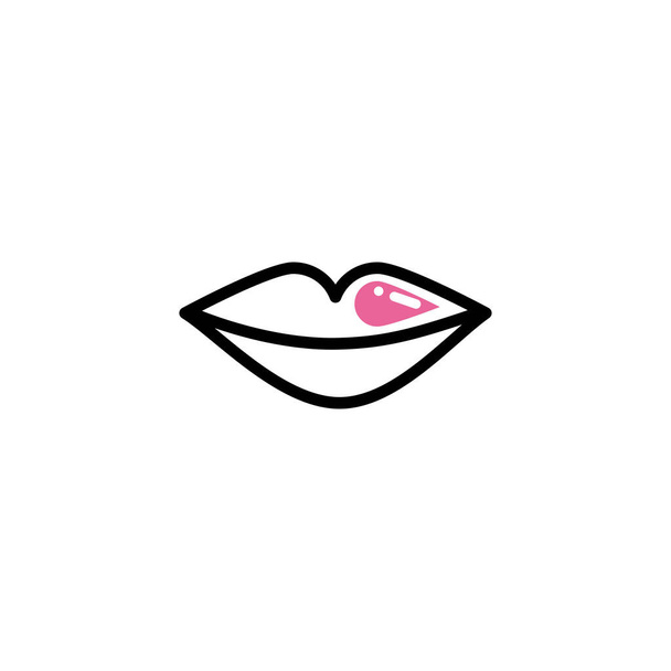 woman lips, line style and color - Vector, Image
