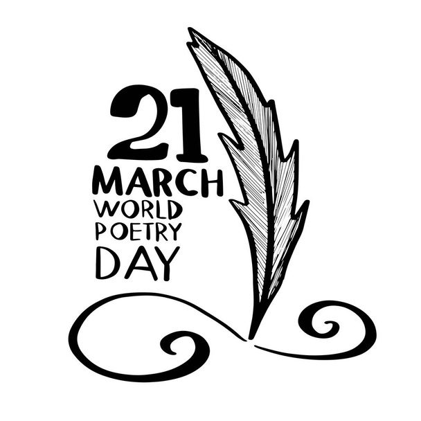 21 marzo Giornata Mondiale della Poesia scrittura disegnata a mano e penna isolata su sfondo bianco.Illustrazione del contorno vettoriale.Biglietto di auguri.
. - Vettoriali, immagini