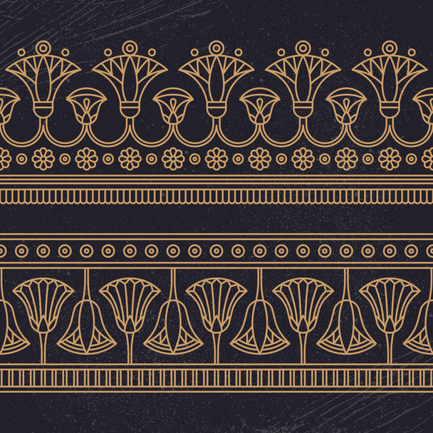 Seamless vector illustration based on the Egyptian national ornament with lotus flower - Wektor, obraz