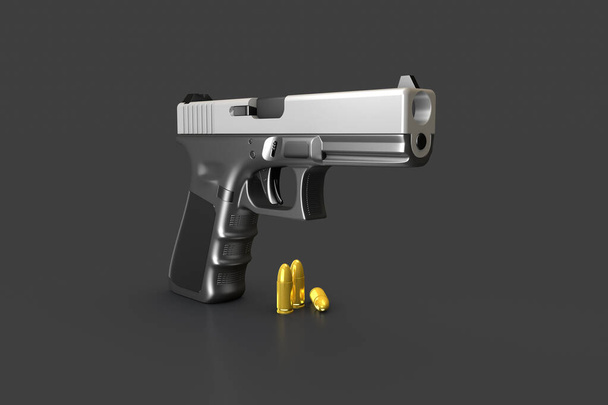 3D rrendering of single pistol gun. - Φωτογραφία, εικόνα