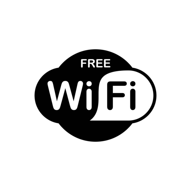 Wi-Fi gratis conexión inalámbrica a Internet icono negro aislado vector sobre fondo blanco
 - Vector, imagen