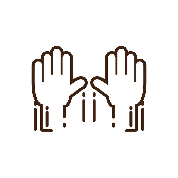 two hands raised icon, line style - Vector, Image