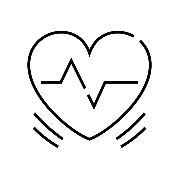 Ícone de linha de frequência cardíaca, sinal de conceito, ilustração do vetor de contorno, símbolo linear
. - Vetor, Imagem