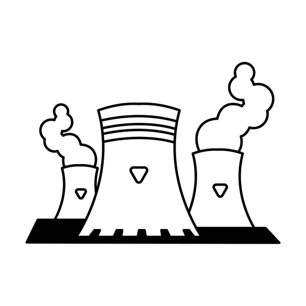 ядерный реактор с дымовыми облаками на белом фоне
 - Вектор,изображение