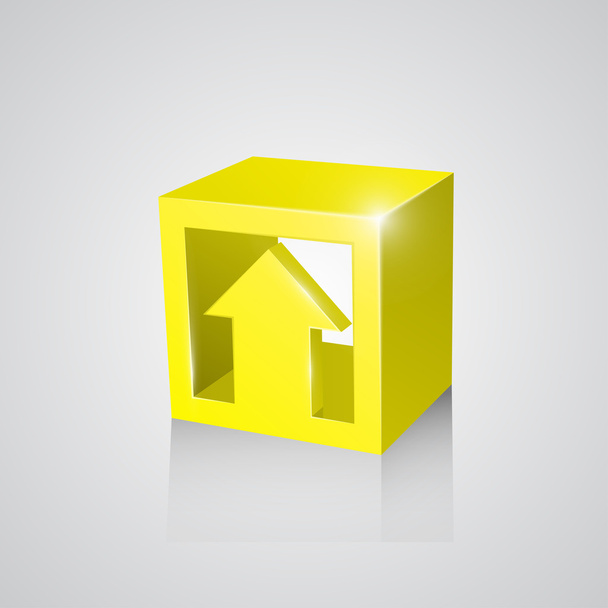 Vector box with arrow. Yellow - Vetor, Imagem