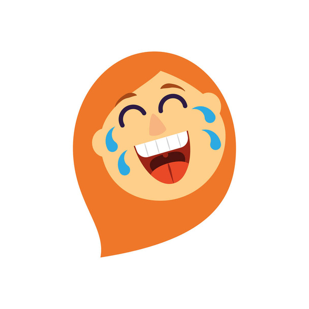 cartoon woman laughing, flat style icon - Vektor, Bild