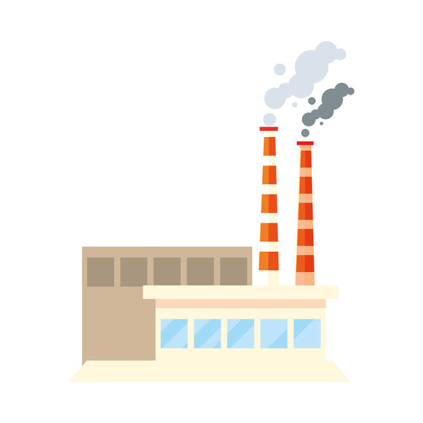 factory with smoke clouds on white background - Vector, afbeelding