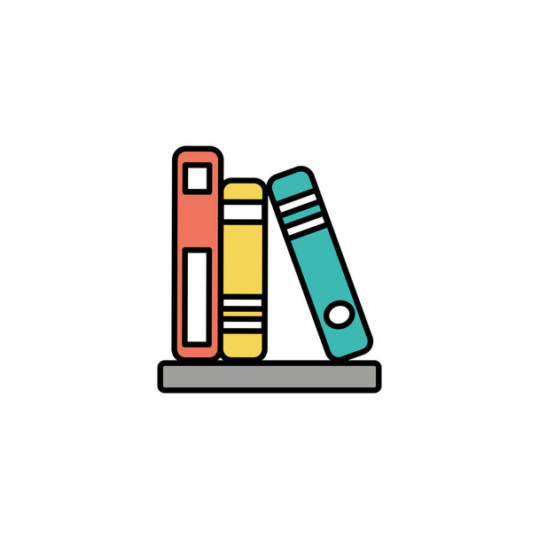 könyvespolc, vonalstílus ikon - Vektor, kép