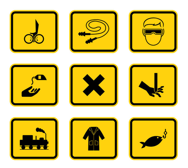 Señal de etiquetas de símbolos de peligro de advertencia aislada sobre fondo blanco, ilustración vectorial
  - Vector, imagen