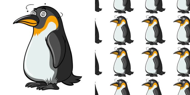 Naadloze achtergrond ontwerp met duizelingwekkende pinguïn illustratie - Vector, afbeelding