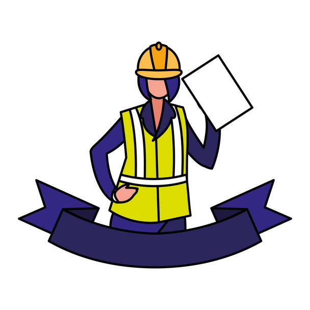 technician man in uniform with equipment on white background - Vector, Image