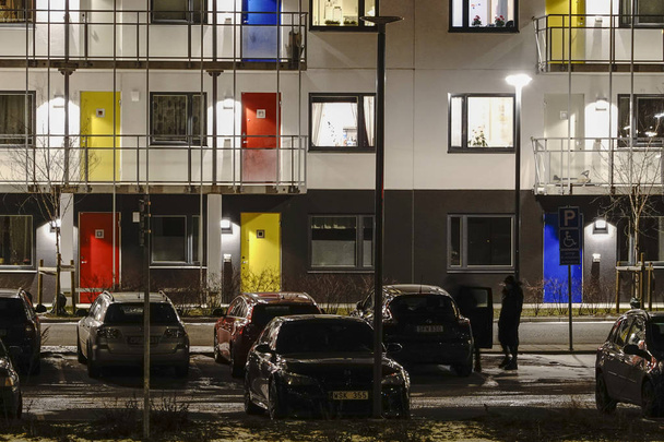 Stockholm, Švédsko Barevné budovy na předměstí nebo Skondal. - Fotografie, Obrázek